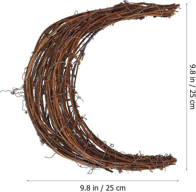 FOMIYES 2Pcs Natural Grapevine Wreath DIY Moon Shape Wreath Hoop Vine Branch Wreath Ring Rattan Wreath Garland 25Cm Flower Arrangement Ring for Front Door Wedding Party Decor