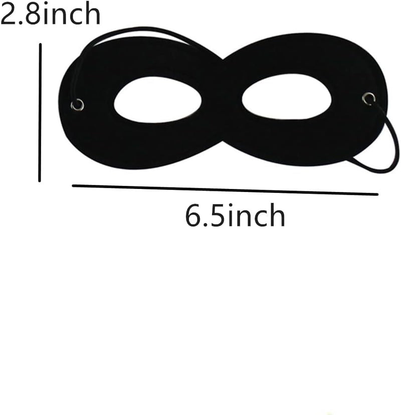 Black Superhero Felt Eye Masks, 6PCS Adjustable Elastic Rope Half Masks, Superhero Mask, Black Eye Mask for Party Cosplay Accessory (Black)