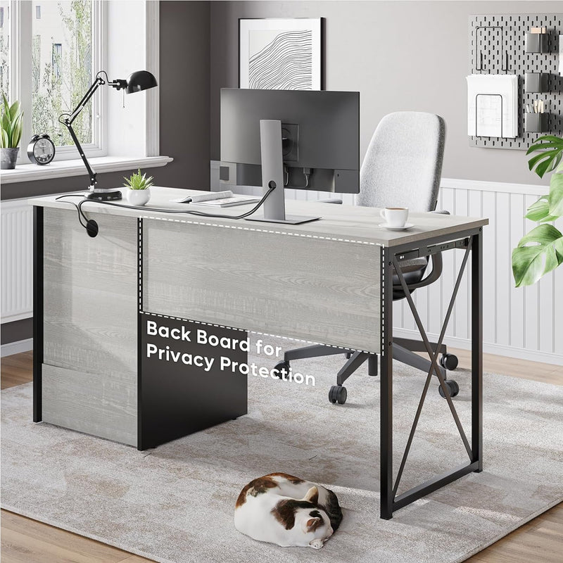 Bestier Office Desk with Drawers, 55 Inch Industrial Computer Desk with Storage, Wood Teacher Desk with Keyboard Tray & File Drawer for Home Office, Wash White