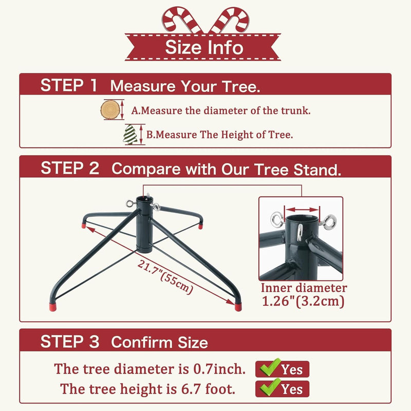 EZYDECOR Christmas Tree Stand for Artificial Trees 21.7" Tree Stand for Real Christmas Tree Metal Christmas Tree Base Replacement with Red Stand Foot Covers (55Cm)