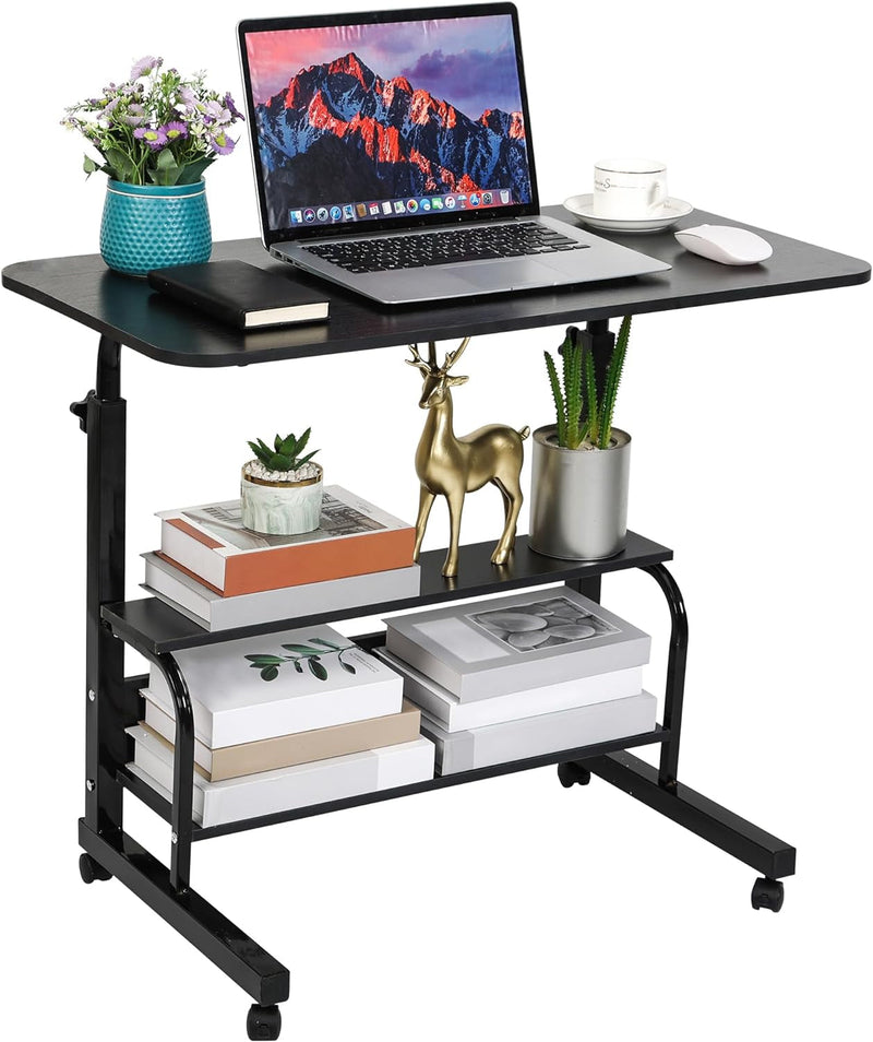 Desk Student Computer Desk Portable Home Office Furniture Small Space Desk 15.7 * 31.5 Brown Gaming Table Adjustable Height Mobile Home Office Desk