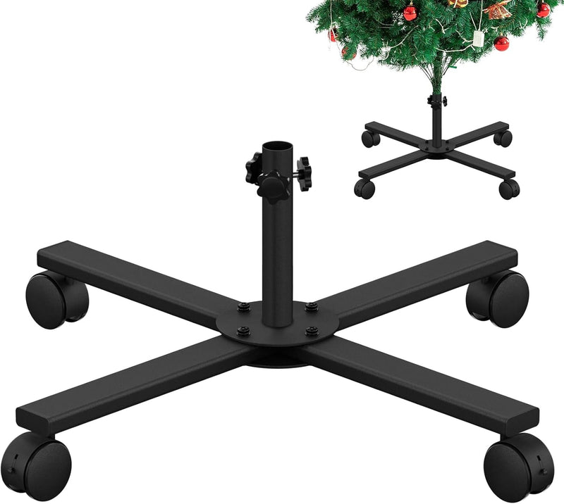 Christmas Tree Stand with Wheels,Metal Artificial Rolling Christmas Tree Stand for 4Ft-6Ft Artificial Trees，Locking Wheels(Diameter 0.94”