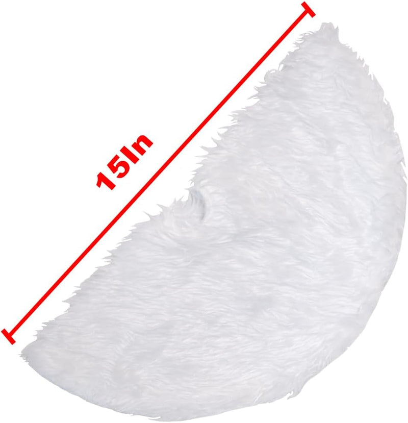 Christmas Tree Skirt Decoration 15" Mini Plush White Faux Fur Xmas Tree Skirt Deco for Christmas Party Holiday Deco