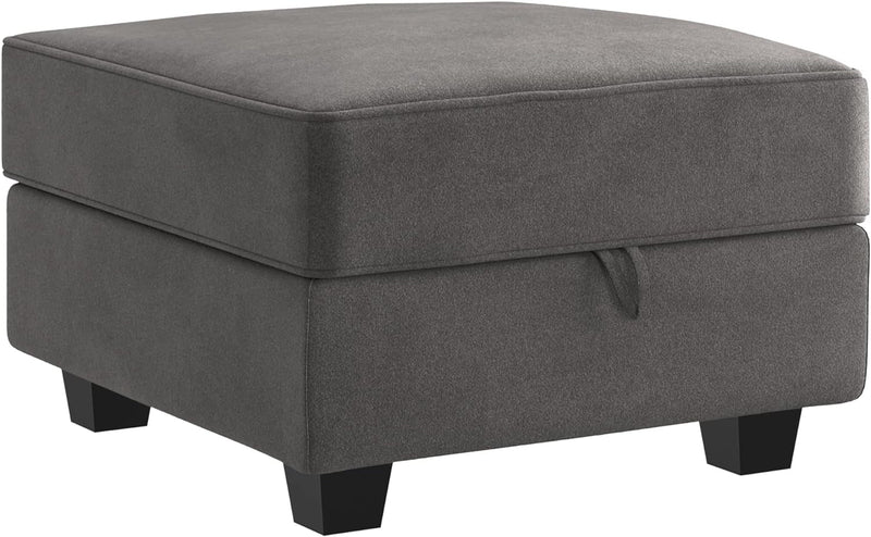 HONBAY Middle Module for Modular Sectional Sofa Couch, Accent Armless Chair with Storage Seat, Velvet Black