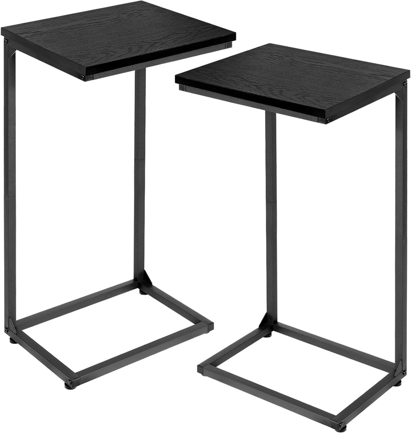 AMHANCIBLE TV Tray, Couch Table, C Table Set of 2, Side Table for Small Space, Bedside Tables for Living Room, Bedroom, Metal Frame HET02BBR