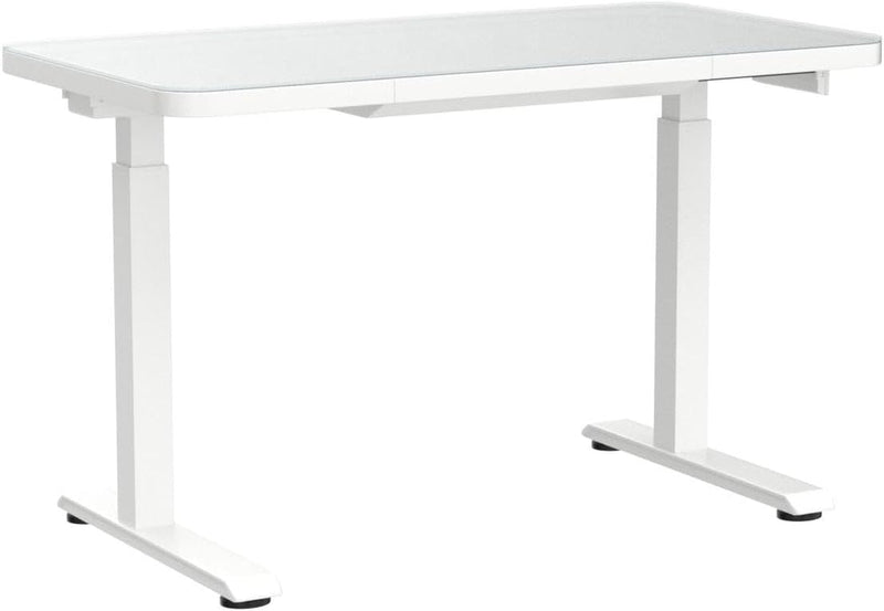 AIMEZO Stnding Desk with Tempered Glass Top 45 X 23 Inches Modern Height Adjustable Desk Adjustable Ergonomic Desk with Drawers for Home Office White