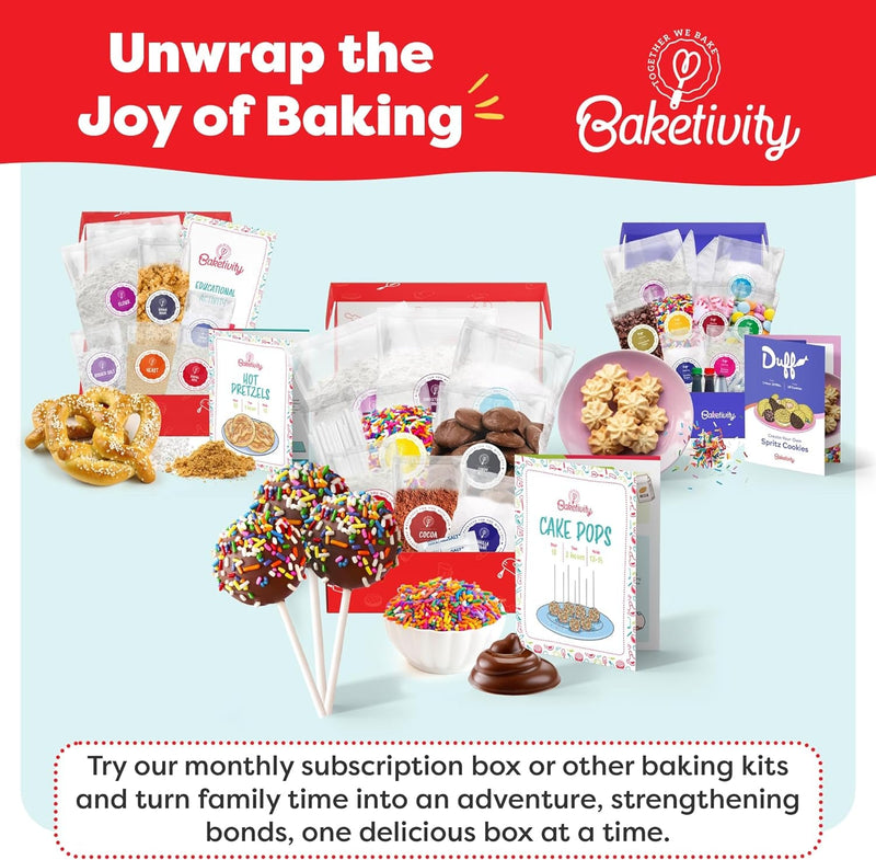 Baketivity DIY Cake Pop Baking Kit for Kids - Premeasured Ingredients, Decorating Supplies