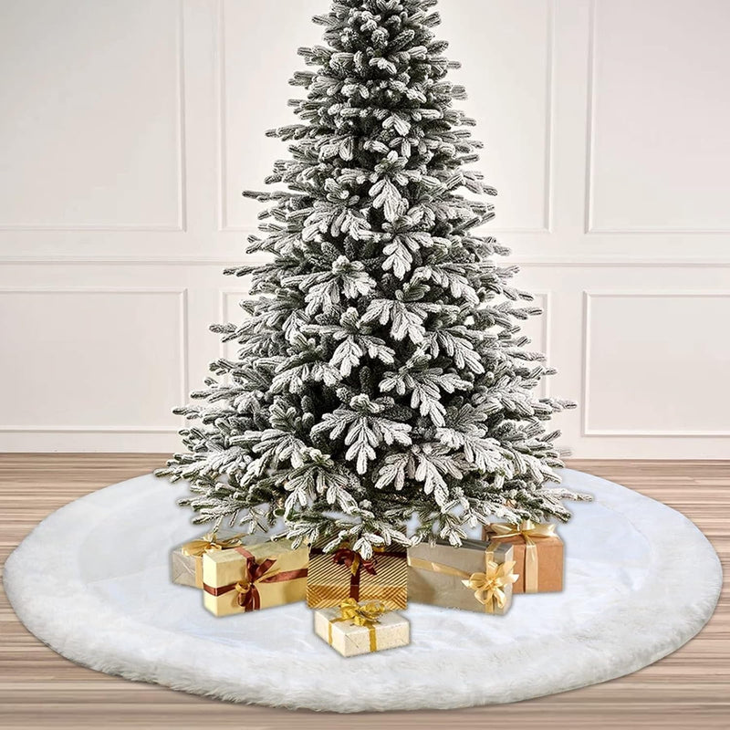 Christmas Tree Skirt, 72 Inch Plush Xmas Tree Skirts for Christmas, Holiday Party Decorations Decoraciones De Navidad - Cloud