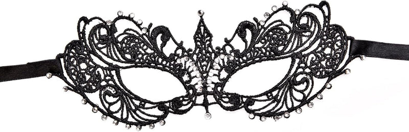 Alvogimor Women Lace Masquerade Mask, Costume Mask with Shiny Gemstone Decor for Halloween,Christmas Proms, Mardi Gras