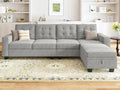 HONBAY Convertible Sectional Sofa L Shaped Couch with Storage Ottoman 4 Seat Sectional Sofa with Reversible Chaise, Dark Grey