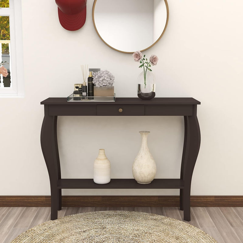Choochoo Narrow Console Table with Drawer, Chic Accent Sofa Table, Entryway Table, White