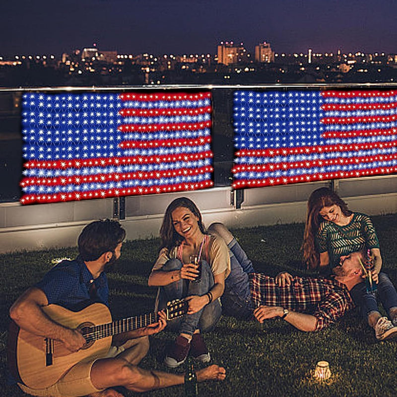 (New) American Flag Lights, Outdoor Flag String Lights 420 LED Waterproof Led Flag Net Light Patriotic Ornaments for Outdoor Home Yard,Garden, Camping, Memorial Day, 4Th of July, Christmas Decorations