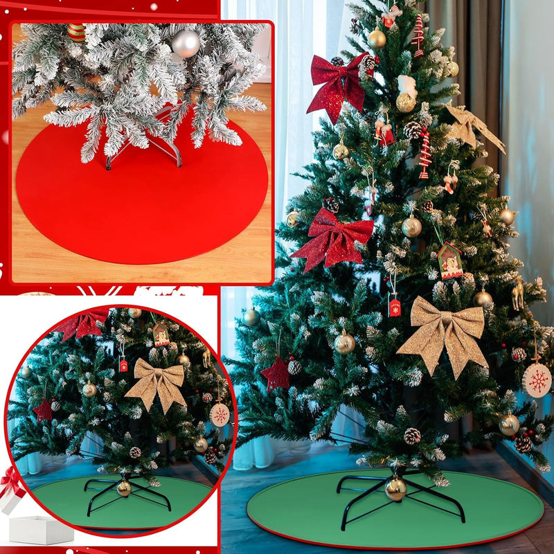 30 Inch Reversible Christmas Tree Stand Mat Silicone Green and Red Christmas Tree Mat Heavy Duty Christmas Tree Floor Protector Waterproof Christmas Tree Stand Pad for Christmas Home Decor