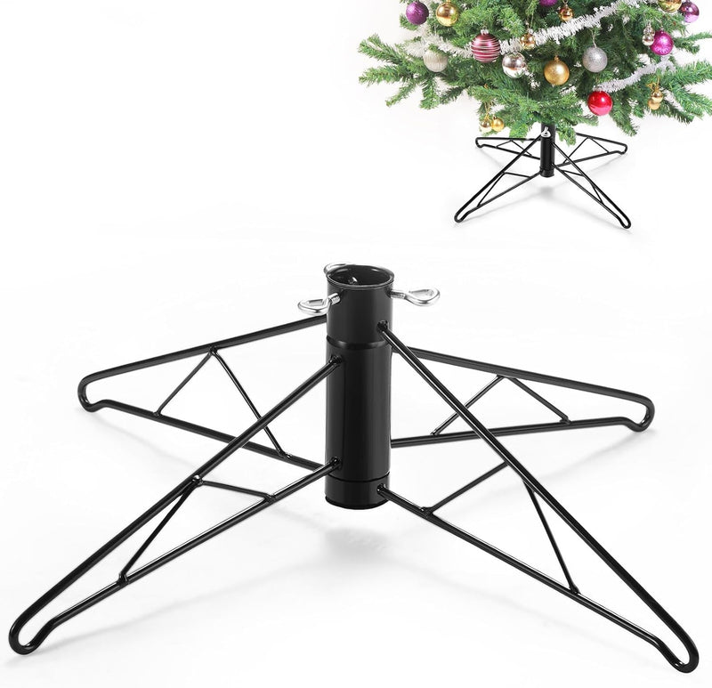 Barydat Christmas Tree Stand for Artificial Tree Steel Bar Xmas Tree Base Folding Replacement Tree Holder Base for Christmas Winter Holiday New Year Artificial Tree Decorations (Dark Green,26 Inch)