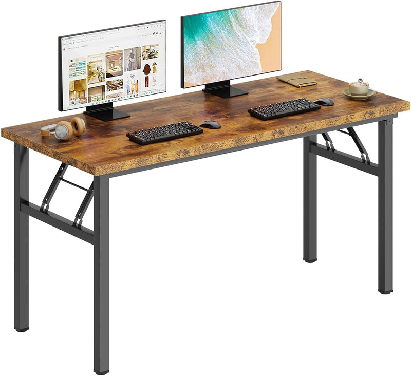 Dlandhome Computer Desk 62 Inches Office Desk Computer Table Study Writing Desk Workstation for Home Office Metal Frame Black and Black