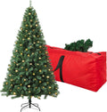 5Ft Prelit Artificial Christmas Tree with 200 Lights, Arbol De Navidad with 600 Branch Tips, Fake Christmas Tree Prelit, Premium Spruce Xmas Tree with Fold-Able Metal Base Stand