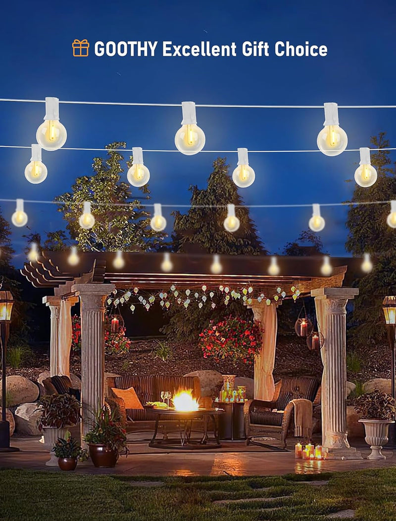 25Ft LED Outdoor String Lights Christmas, G40 Globe Patio String Lights Waterproof with 27 Shatterproof LED Bulbs, Hanging Christmas Decorations Lights for Backyard Porch Garden Bistro Party- White