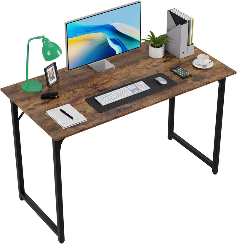 FDW 39 Inches Computer Desk, Modern Simple Style Desk for Home Office, Study Student Writing Desk,Brown