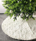 AOGU 48 Inch Christmas Tree Skirt Faux Fur with Cable Knit Knitted Thick Tree Decorations for Christmas Holiday Decorations