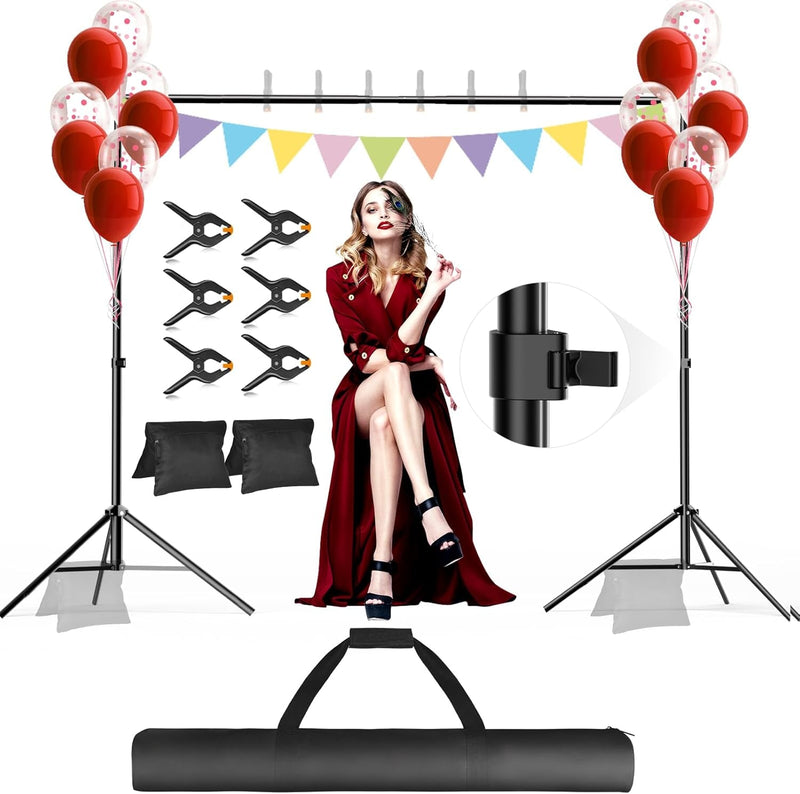 Backdrop Stand for Photoshoot, 8.5 X 10 Ft Heavy Duty Back Drop Adjustable Stands, Photography Background Support System Kit with Carry Bag for Photo Video Studio, Parties, Wedding