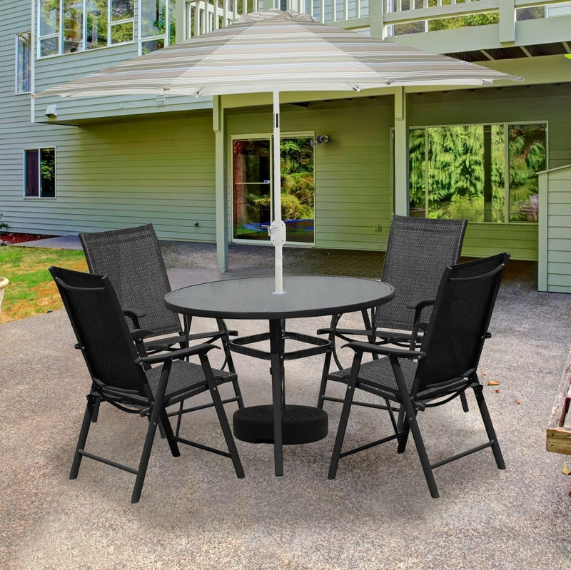 Aoodor Folding Patio Chairs Dining Chairs Textilene Sling Chairs - Set of 4, Ideal for Indoor and Outdoor Use