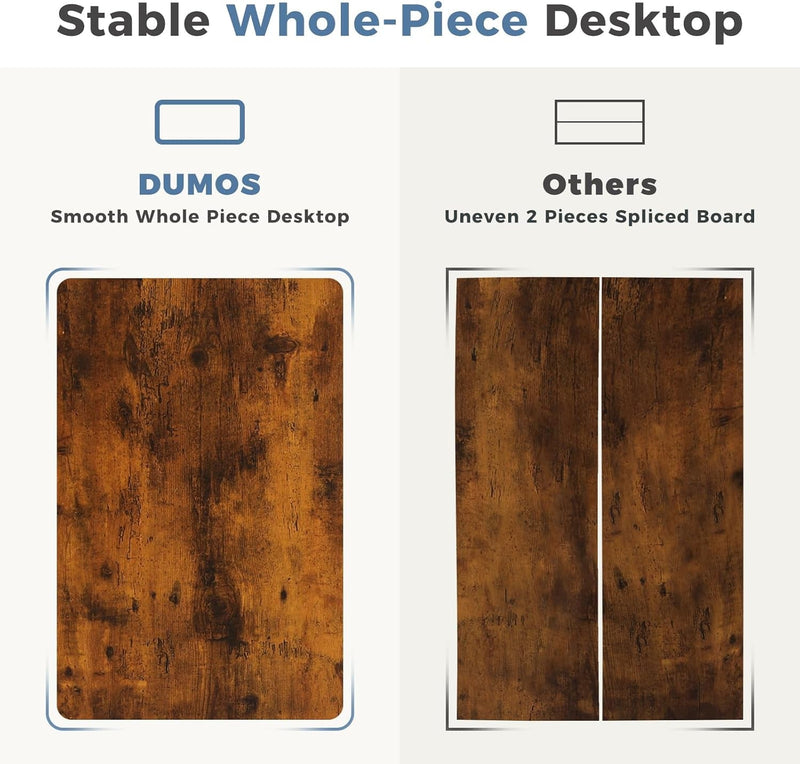 DUMOS Whole-Piece Desktop, 63X24In Electric Height Modern Sit Stand Memory Controller, Adjustable Computer Desk for Home Office Study Gaming, Rust Brown