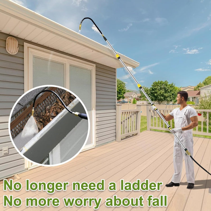 Buyplus 12FT Telescopic Gutter Cleaning Wand with Hose Attachment, Long Reach Gutter Cleaning Tools from the Ground, Gutter Cleaner Tool for 2Nd Story House