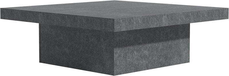 Galano Carmelo Coffee Table, Modern Top Rectangular Coffee Table with Storage Drawer, Square Center Table for Living Room, Office, Balcony, 35.35" D X 35.35" W X 14.17" H, Grey Stone