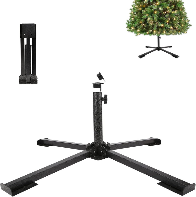 Big Size Folding Christmas Tree Stand for 3-10 Ft Artificial Trees Artificial Xmas Tree Base Replacement Xmas Base Fits 0.5-1.4 Inch Poles, Black