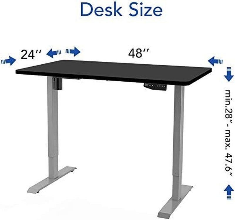 FLEXISPOT Standing Desk 48 X 24 Inches Adjustable Desk Memory Controller Electric Sit Stand Desk Home Office Desk (Gray Frame + Black Top)