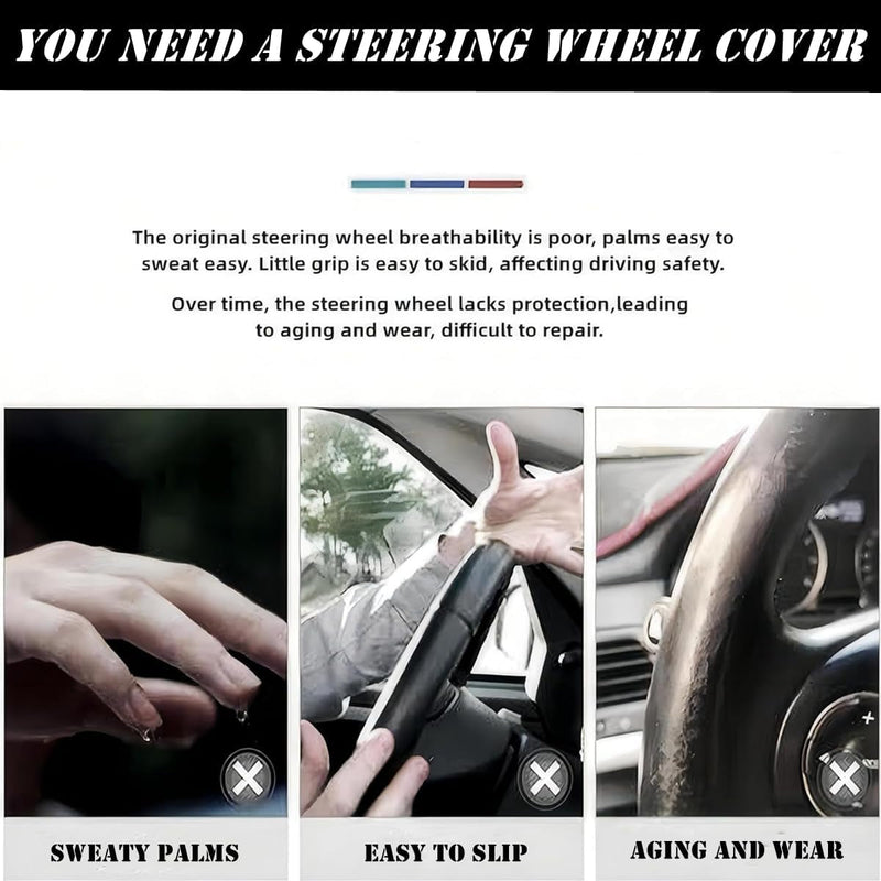 Car Steering Wheel Cover, Universal Microfiber Leather Elastic Carbon Fiber 15 Inch Breathable Anti-Slip Steering Wheel Protector for Men Women,Pink