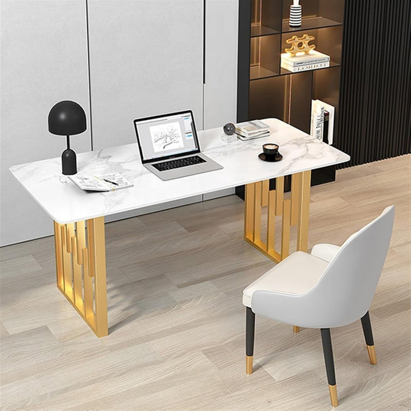 Computer Desk Side Table Marble Countertop Office Desk Home Study Computer Laptop Table Office Desk Computer Workstation Bedroom Study Table Gaming Desk Large Desk(Size:180Cm)