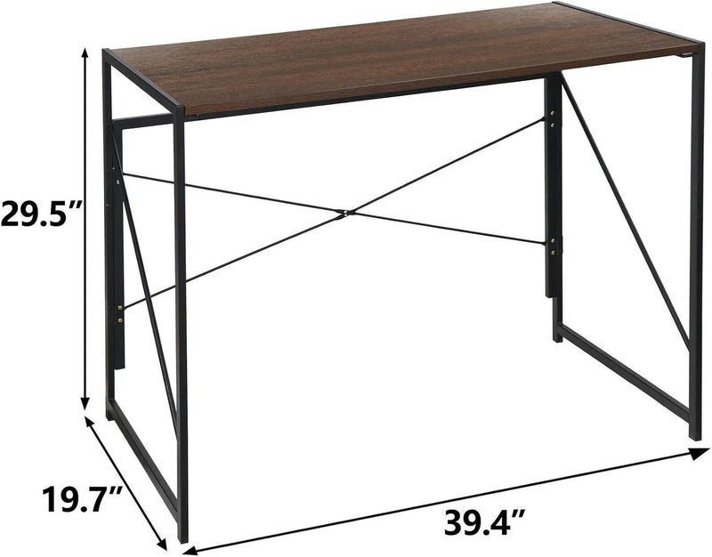 Folding Computer Desk, Writing Study Desk for Home Office, Corner Laptop Gaming Table, 39 Inches, Brown, X334535761582