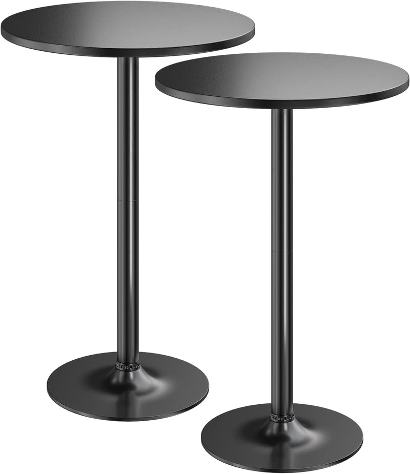 Furmax Bistro Pub Table round Bar Height Cocktail Table Metal Base MDF Top Obsidian Table with Silver Leg 23.8-Inch Top, 39.5-Inch Height, White