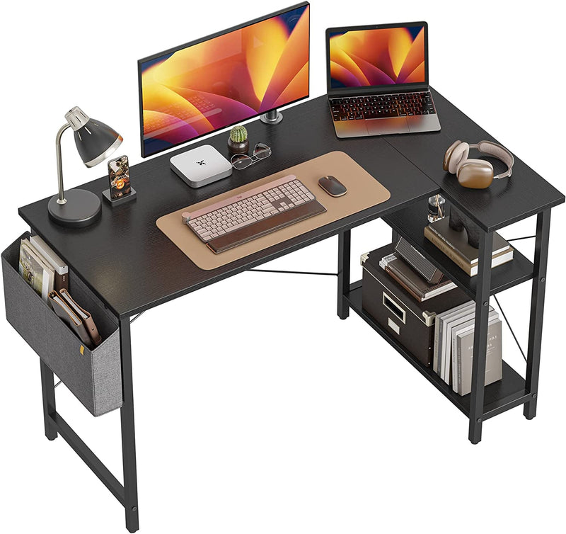 Cubiker L Shaped Desk, 55" Computer Desk with Reversible Storage Shelves Home Office Corner Desk Study Writing Gaming Table, Deep Brown