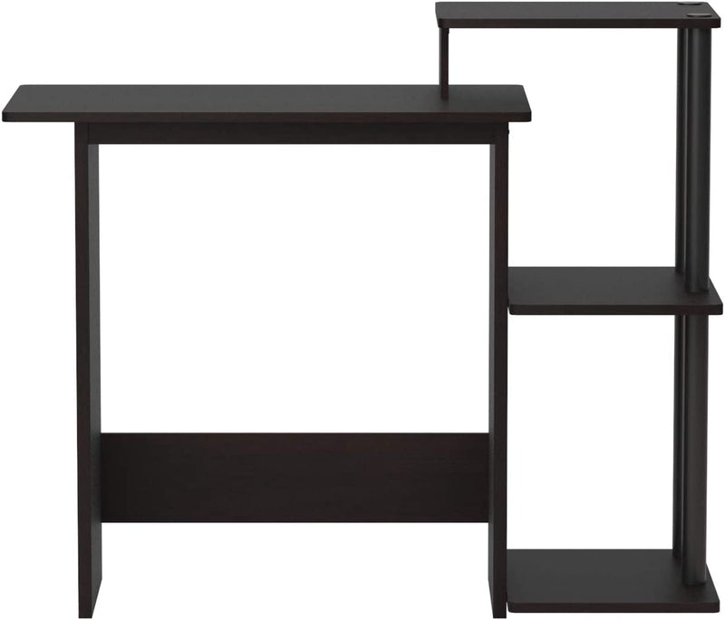 Furinno Efficient Home Laptop Notebook Computer Desk with Square Shelves, Espresso/Black