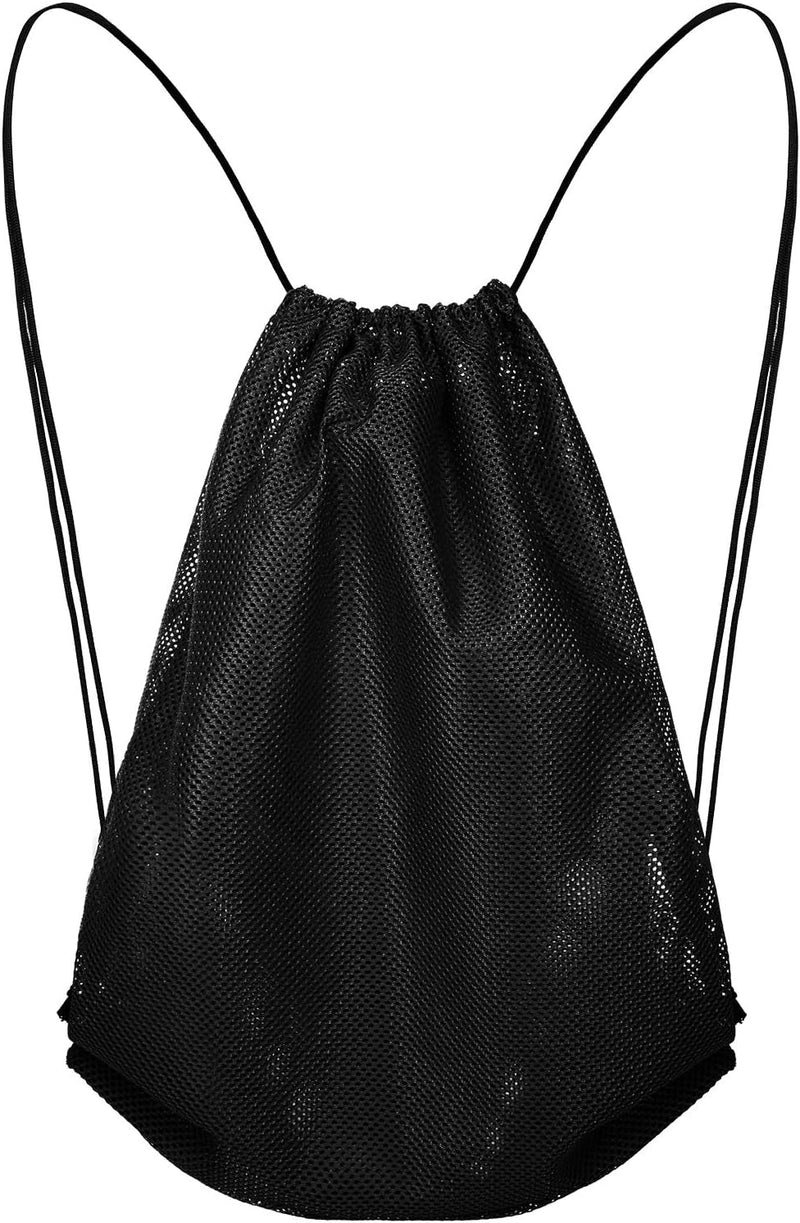 Frienda Mesh Drawstring Backpack Bag Multifunction Mesh Bag for Swimming, Gym, Clothes (Black) One Piece