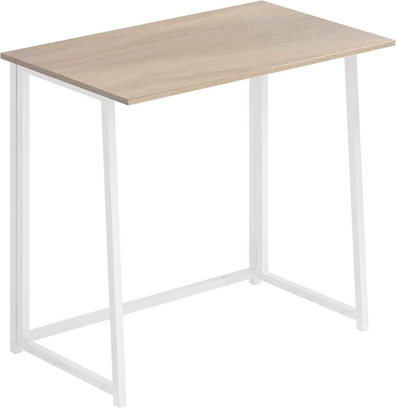 4NM 31.5" Folding Desk, Simple Assembly Computer Desk Study Writing Table for Small Space Offices/Home - Natural and White