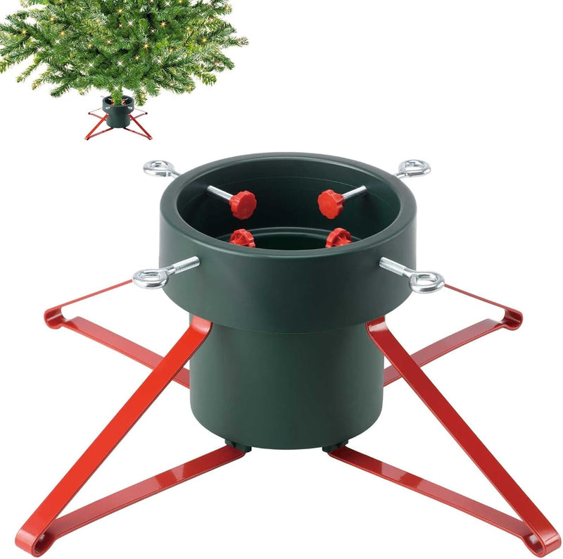 B-COOL Christmas Tree Stand Base: Xmas Tree Holder for Real Trees Legs Tree Decoration Adjustable Tree Stands for Seasonal Displays Home Decor up to 7Ft Tall Tree Green Red L