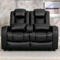 57" Loveseat Recliner, Recliner Sofa with 3 Cup Holders and 2 Pillows, Wall Hugger Recliners & 135° Reclining Loveseat (Black PU Leather Furniture)