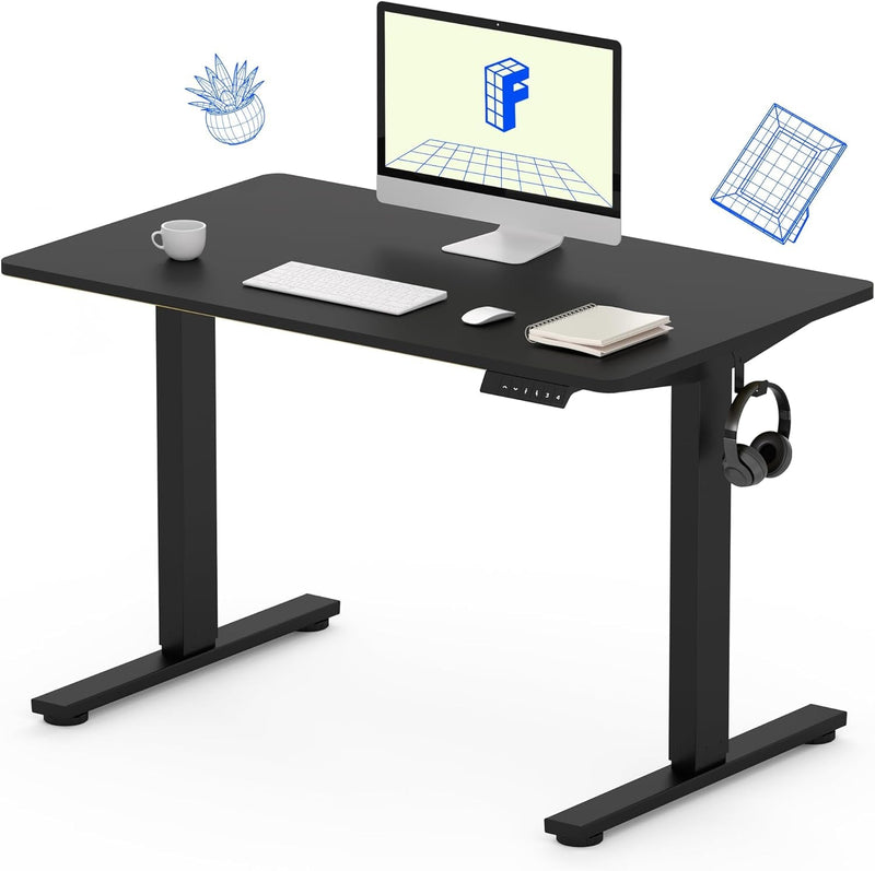 FLEXISPOT Adjustable Desk, Electric Standing Desk Sit Stand Desk Whole-Piece Desk Board for Home Office (EC1 Classic 48X24, White Frame+Rustic)