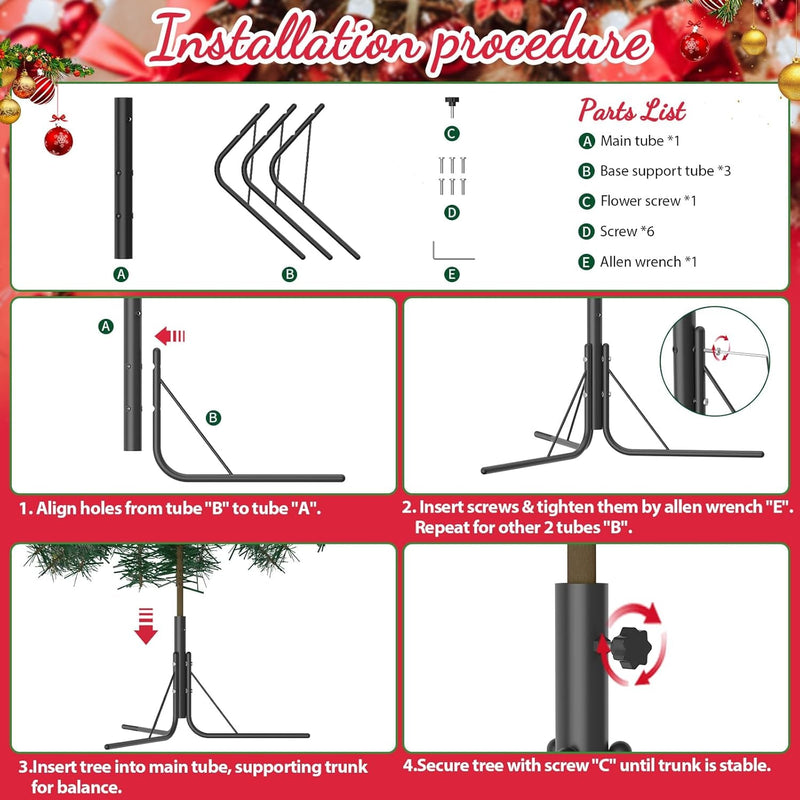 Christmas Tree Stand,Christmas Tree Base for 4-9FT Artificial Trees,Heavy Duty Christmas Tree Stand Fits 0.5-1.5 Inch Pole,Black