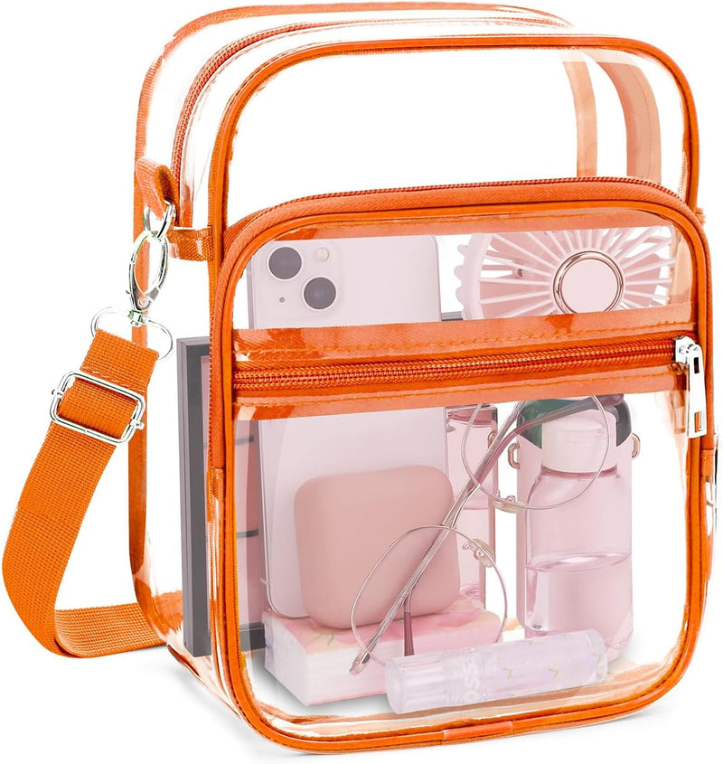 Blvornl Clear Crossbody Bag with Adjustable Shoulder Strap, Stadium Approved PVC Clear Purse Bag, Clear Messenger Bag