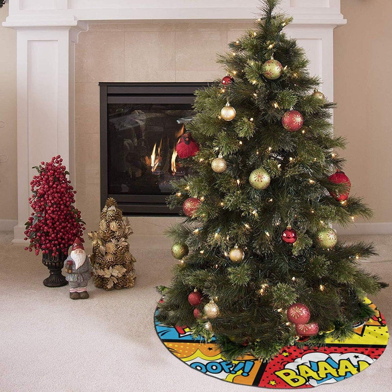 Comic Graffiti Boom Christmas Tree Skirt Xmas Holiday Decoration