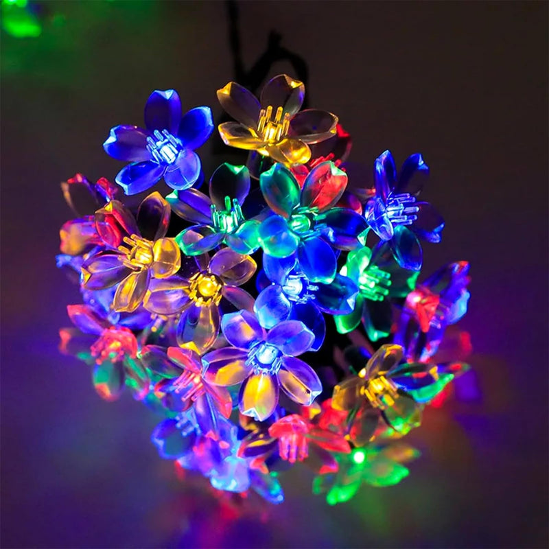 Cute Cherry Blossom Decorative String Lights, 33Ft 100 LED USB Plug in Flower Decorations with Timer, Festival Wedding Party Christmas Tree Garland Camping Tent Room Hanging (Multicolor)