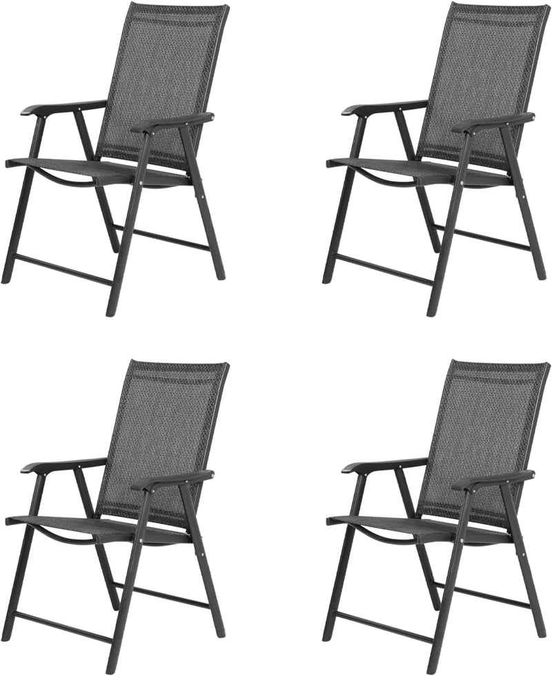 Aoodor Folding Patio Chairs Dining Chairs Textilene Sling Chairs - Set of 4, Ideal for Indoor and Outdoor Use