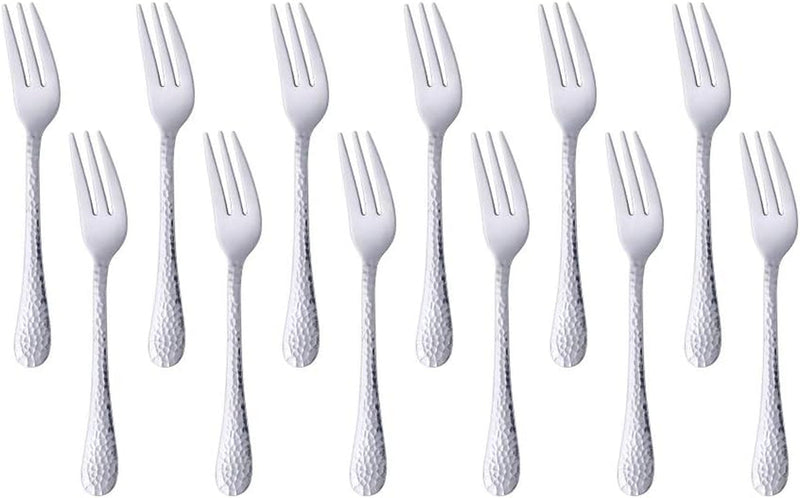 Dinner Fork Dessert Salad Forks 8-Inch Big Forks BUY&USE Stainless Steel Hammered Surface Silverware Set of 12 Pieces for Home Hotel Restaurant