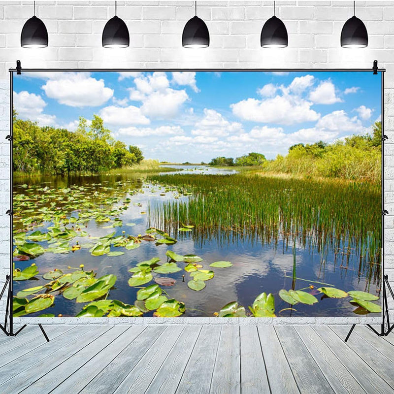 Florida Wetland Airboat Ride at Everglades National Park Photography Backdrop Photographer Portrait Banner Photo Studio Photobooth Prop Photography Background Decoration Supplies 7×5Ft