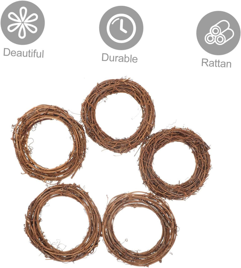 Artibetter 10 Pcs Rattan Garland Wood Wreath Frame Brown Decor Christmas Rattan Wreath Flowers Decor Twig Vine Garland Twig Wreath Flower Decor Grape Rings DIY Wreath Decor Moon Wooden Rattan