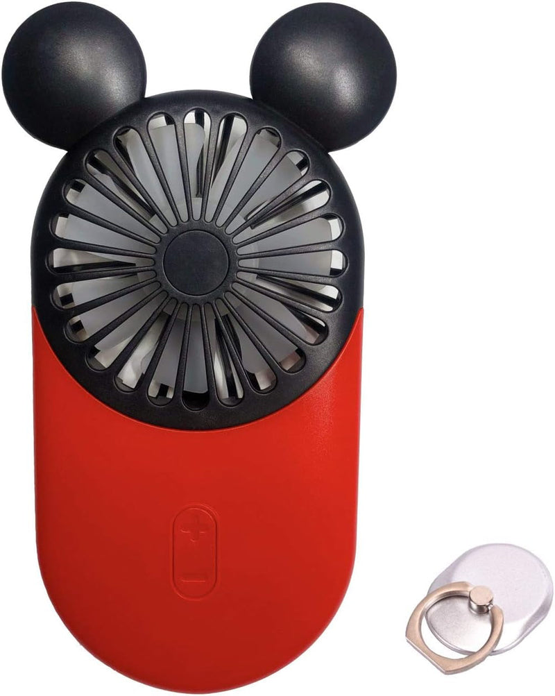 Cute Personal Mini Fan, Handheld & Portable USB Rechargeable Fan with Beautiful LED Light, 3 Adjustable Speeds, Portable Holder, Perfect for Indoor or Outdoor Activities, Cute Mouse